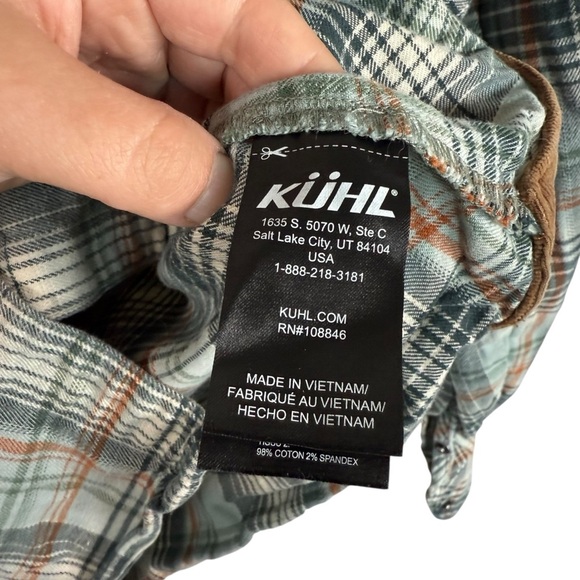 Kuhl Women’s Tess Snap Plaid Flannel in Green/Orange Size S - Picture 6 of 11